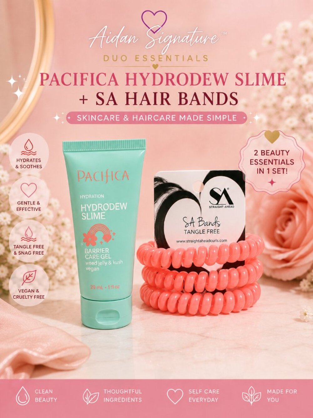 Pacifica Hydrodew + SA Tangle Bands Coral Bundle